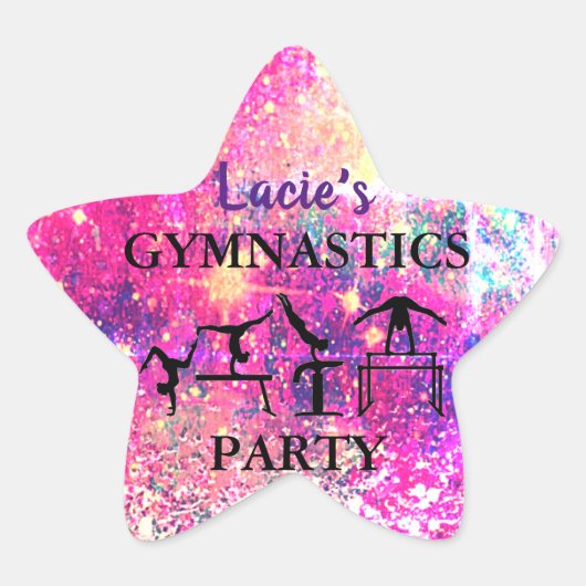 Meisjes gymnastiek Birthday Rustic Sparkle Custom Ster Sticker (Voorkant)