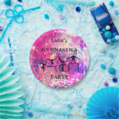Meisjes gymnastiek Birthday Sparkle Custom Name Papieren Bordje (Feest)