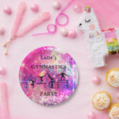Meisjes gymnastiek Birthday Sparkle Custom Name Papieren Bordje (Feest)