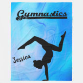 Meisjes Gymnastiek Blue Swirl Custom Name Fleece Deken (Voorkant)