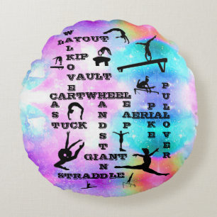 Meisjes Gymnastiek Crosswords Round Pillow Rond Kussen