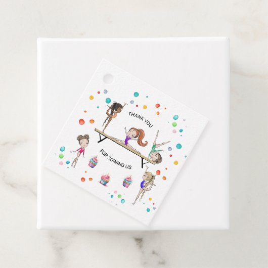 Meisjes Gymnastiek Cupcake Ballon Verjaardagsfeest Bedankjes Labels (In situ)