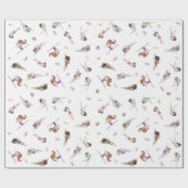 Meisjes Gymnastiek Cupcakes Patroon Wit Cadeaupapier (Vlak)