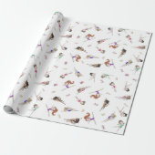 Meisjes Gymnastiek Cupcakes Patroon Wit Cadeaupapier (Uitgerold)