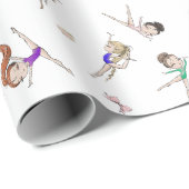 Meisjes Gymnastiek Cupcakes Patroon Wit Cadeaupapier (Rol Hoek)