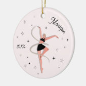 Meisjes Gymnastiek Dancer Kind Naam en Jaar Roze Keramisch Ornament (Links)