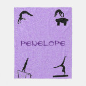 Meisjes Gymnastiek Evenementen Paarse Glitter Fleece Deken (Voorkant)