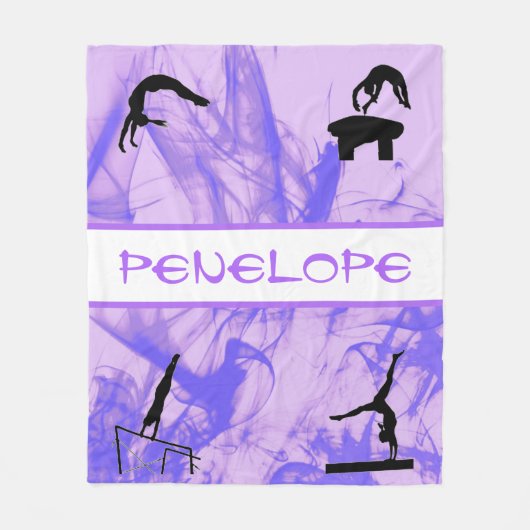 Meisjes Gymnastiek Events Smokey Paars Abstract Fleece Deken (Voorkant)