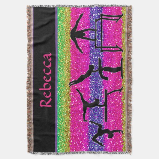 Meisjes Gymnastiek Events Sparkle Throw Blanket Deken (Voorkant Verticaal)