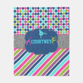 Meisjes Gymnastiek Gepersonaliseerde monogram naam Fleece Deken (Voorkant)