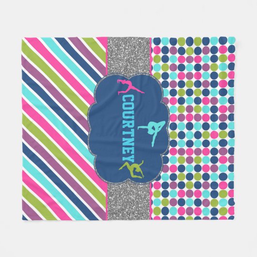 Meisjes Gymnastiek Gepersonaliseerde monogram naam Fleece Deken (Voorkant (Horizontaal))