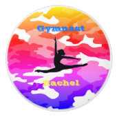 Meisjes Gymnastiek "Gymnast" Rainbow Camo Custom Keramische Knop (Voorkant)
