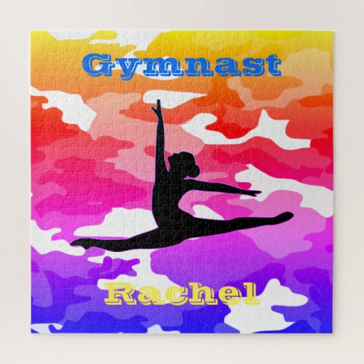 Meisjes Gymnastiek "Gymnast" Regenboog Camo Puzzel (Verticaal)