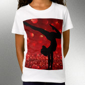 Meisjes Gymnastiek Handstand Red Shimmer T-shirt