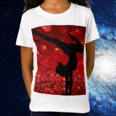 Meisjes Gymnastiek Handstand Red Shimmer T-shirt