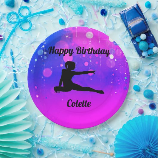 Meisjes Gymnastiek Happy Birthday Paper Borden Papieren Bordje (Feest)