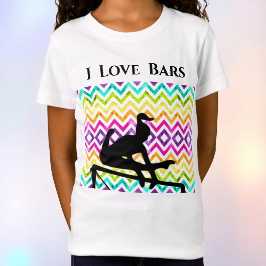 Meisjes gymnastiek ik hou van Bars Chevron T-Shirt