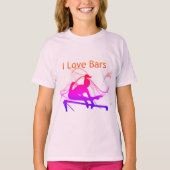 Meisjes Gymnastiek ik hou van Bars Gymnast T-Shirt (Voorkant)
