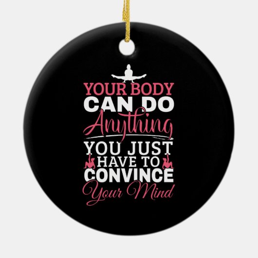 Meisjes gymnastiek - je lichaam kan alles doen keramisch ornament (Achterkant)