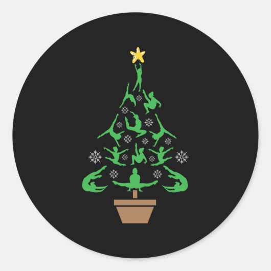 Meisjes Gymnastiek kerstboom Ronde Sticker (Voorkant)