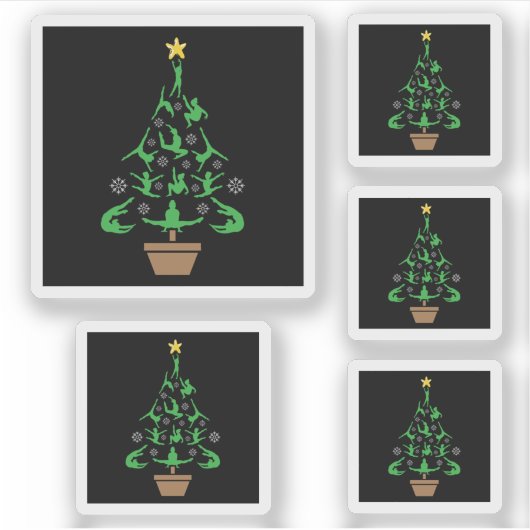 Meisjes Gymnastiek kerstboom Sticker (Voorkant)