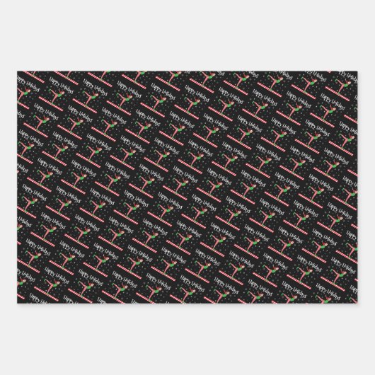 Meisjes Gymnastiek Kerstmis Elf Inpakpapier Vel (Voorkant 3)