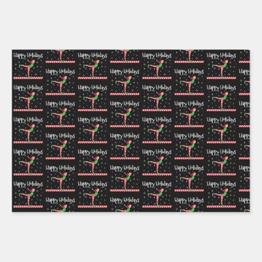 Meisjes Gymnastiek Kerstmis Elf Inpakpapier Vel (Voorkant)