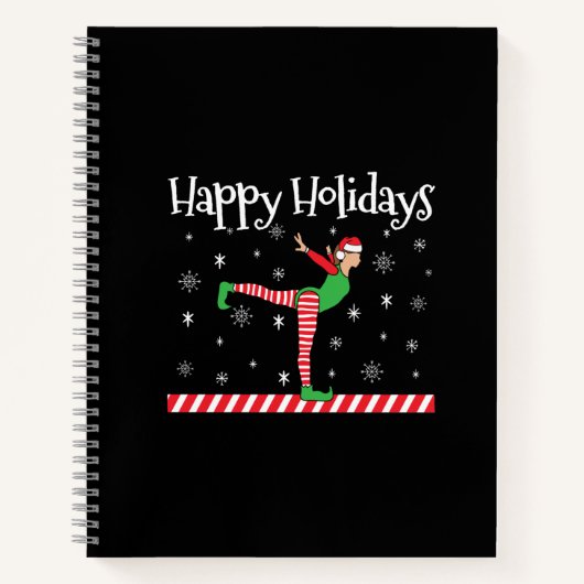 Meisjes Gymnastiek Kerstmis Elf Notitieboek (Voorkant)