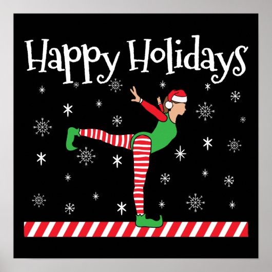 Meisjes Gymnastiek Kerstmis Elf Poster (Voorkant)