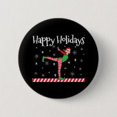 Meisjes Gymnastiek Kerstmis Elf Ronde Button 5,7 Cm (Voorkant)
