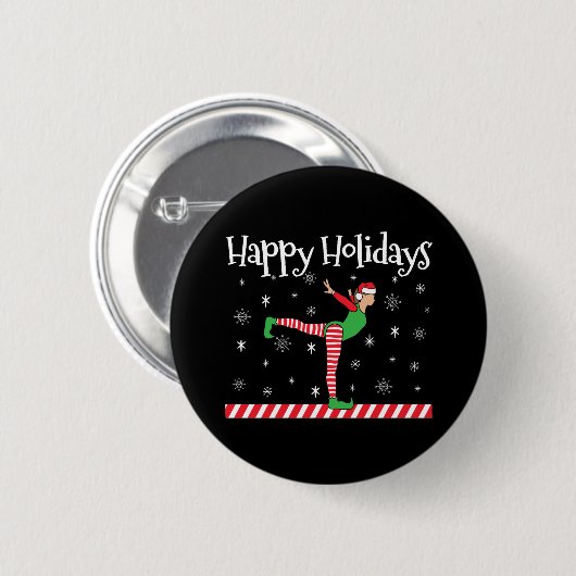Meisjes Gymnastiek Kerstmis Elf Ronde Button 5,7 Cm (Voorkant /achterkant)