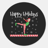 Meisjes Gymnastiek Kerstmis Elf Ronde Sticker (Voorkant)