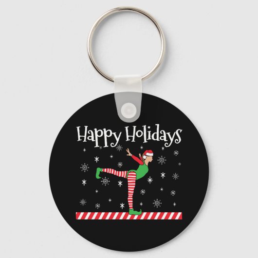 Meisjes Gymnastiek Kerstmis Elf Sleutelhanger (Voorkant)