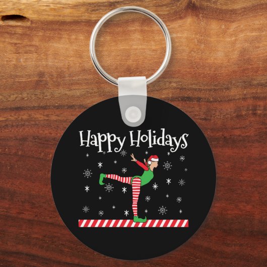 Meisjes Gymnastiek Kerstmis Elf Sleutelhanger (Voorkant)