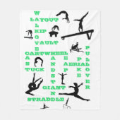 Meisjes Gymnastiek Kruiswoord Wit, Groen & Zwart Fleece Deken (Voorkant)