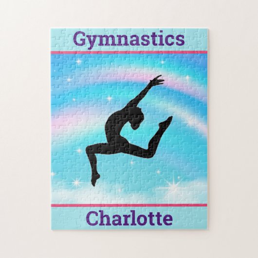 Meisjes Gymnastiek Leap Regenboog Wolken Legpuzzel (Verticaal)