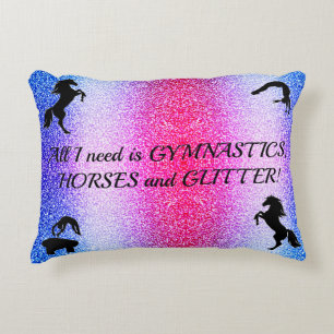 Meisjes Gymnastiek, Paarden, Glitter Gepersonalise Accent Kussen