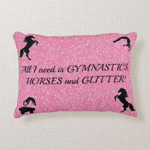 Meisjes Gymnastiek, Paarden, Glitter Gepersonalise Accent Kussen