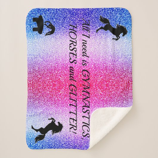 Meisjes Gymnastiek, Paarden, Glitter Sherpa Blanke Sherpa Deken (Voorkant)