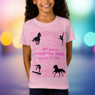 Meisjes Gymnastiek, Paarden, Glitter T-Shirt