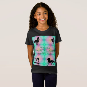 Meisjes Gymnastiek, Paarden, Glitter T-Shirt