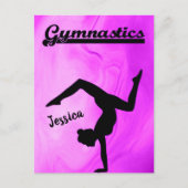 Meisjes Gymnastiek Paars Swirl Persoonlijk Feestdagenkaart (Voorkant)