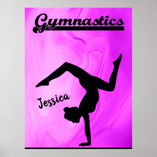 Meisjes Gymnastiek Paars Swirl Persoonlijk Poster (Voorkant)
