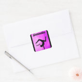 Meisjes Gymnastiek Paars Swirl Persoonlijk Vierkante Sticker (Envelop)