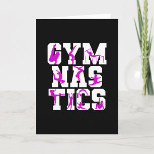 Meisjes Gymnastiek Paarse Silhouette Word Art Kaart
