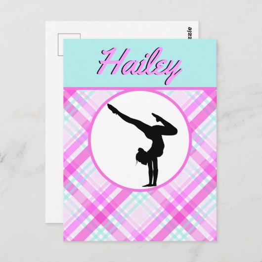 Meisjes Gymnastiek Pastel Pinks en Teals Briefkaart (Voorkant / Achterkant)