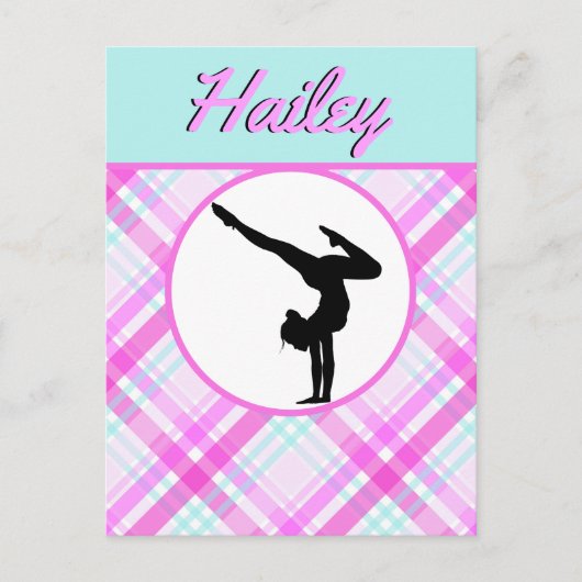 Meisjes Gymnastiek Pastel Pinks en Teals Briefkaart (Voorkant)