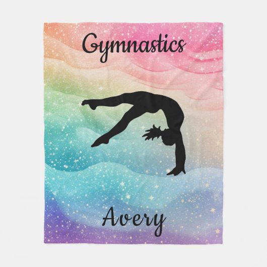 Meisjes Gymnastiek Pastel Rainbow Waves Fleece Deken (Voorkant)