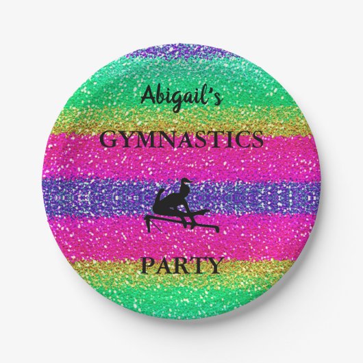 Meisjes Gymnastiek Rainbow Sparkle Verjaardag Bord (Voorkant)