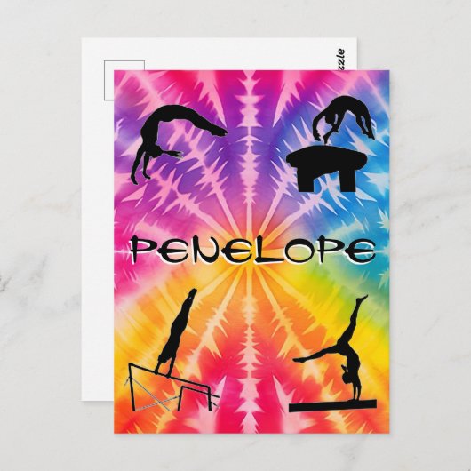 Meisjes Gymnastiek Rainbow Stropdas-Dye Briefkaart (Voorkant / Achterkant)